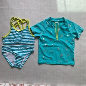 Gymboree little girls three piece swim suit XS (4)